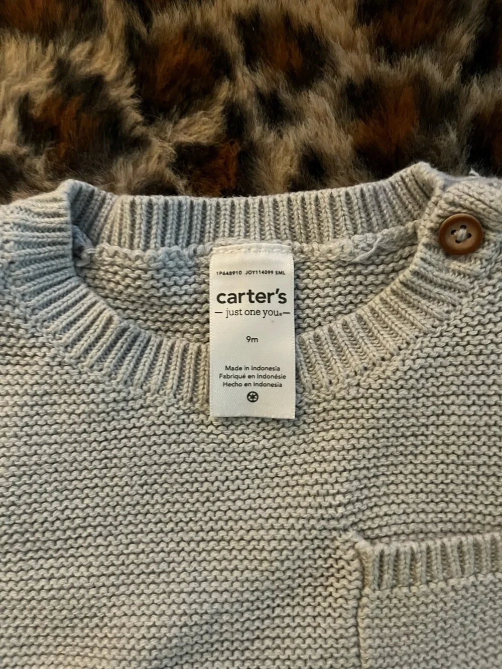 Carter's Light Gray Knit Sweater with Shoulder Button - Picture 2 of 3